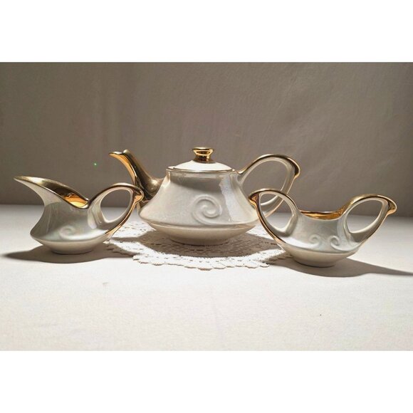 Pearl China Company Other - Vintage Fine China Tea Set With 22 K Gold Trim - Includes Teapot Creamer & Sugar